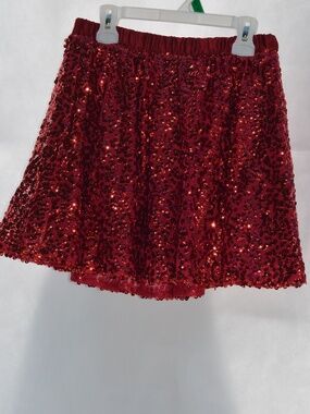 Red Sequin Skirt SZ XL 14/16 Girls or Women's S #B42